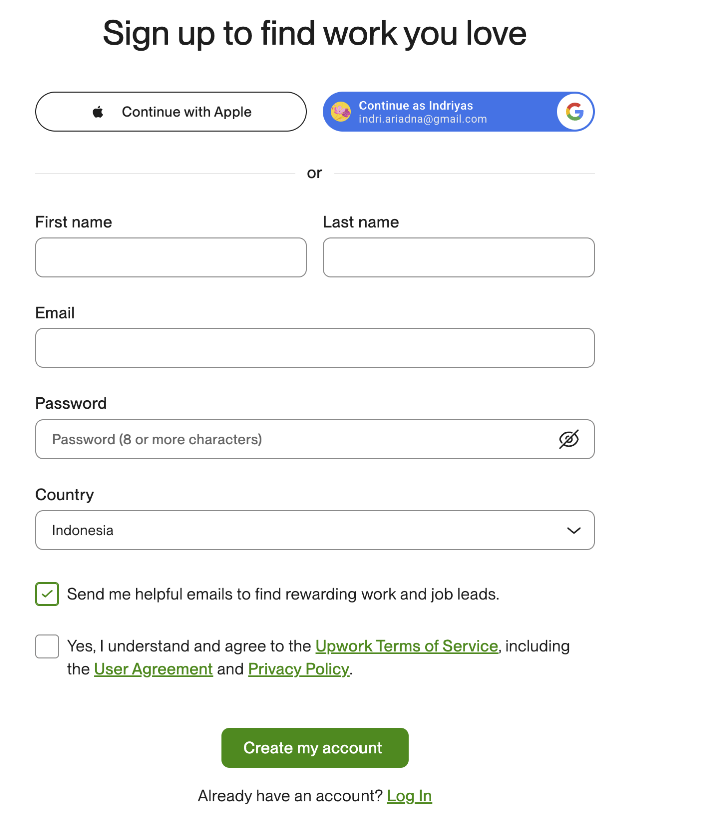 cara daftar sebagai freelancer di upwork