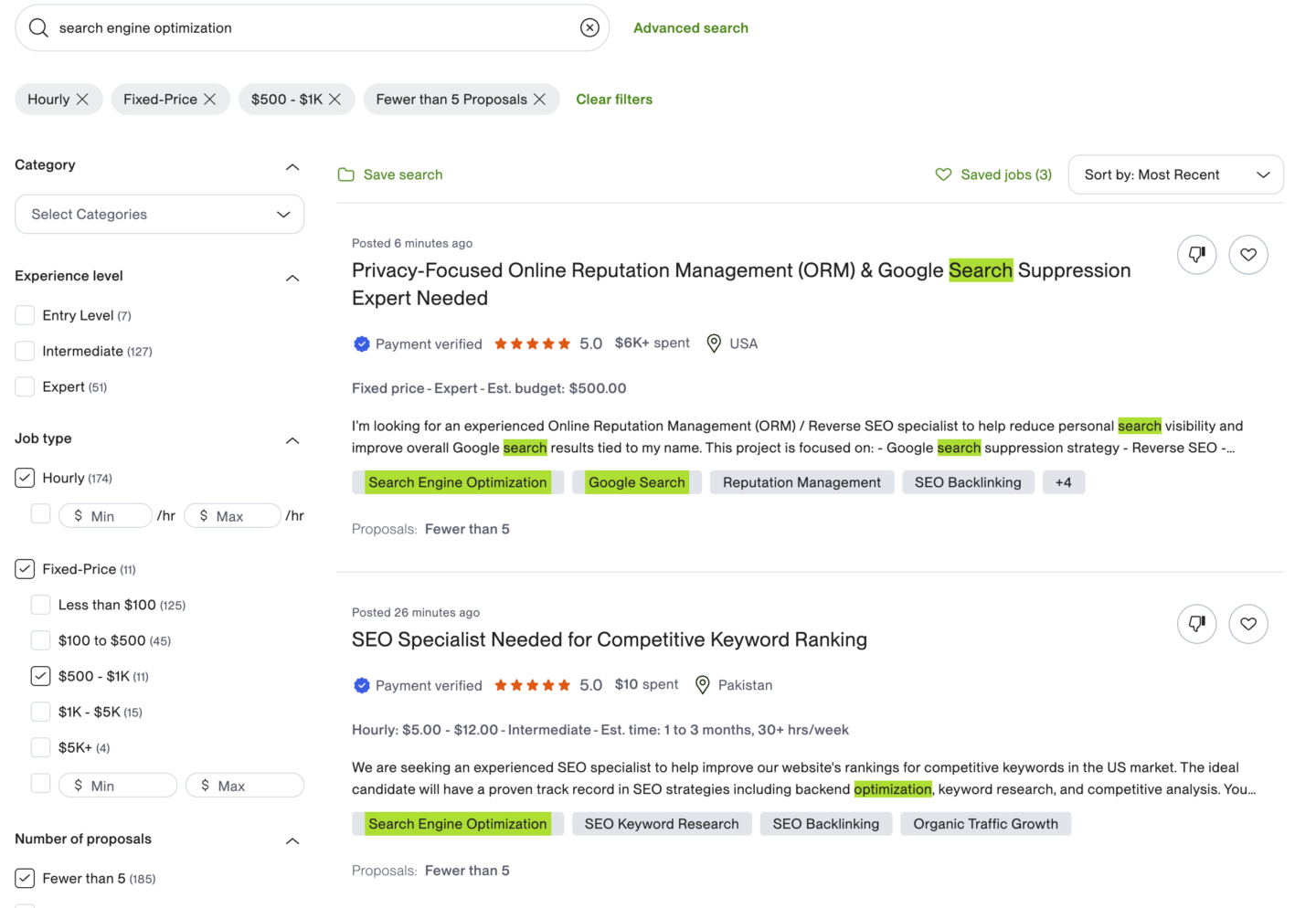 search job di upwork